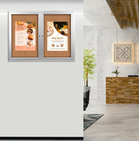 Enclosed Indoor Bulletin Boards 84 x 36 with Interior Lighting and Radius Edge (2 DOORS)
