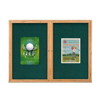 42 x 32  WOOD Indoor Enclosed Bulletin Cork Boards (2 DOORS)
