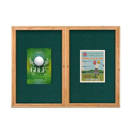 42 x 32  WOOD Indoor Enclosed Bulletin Cork Boards (2 DOORS)