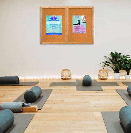 60 x 48  WOOD Indoor Enclosed Bulletin Cork Boards (2 DOORS)