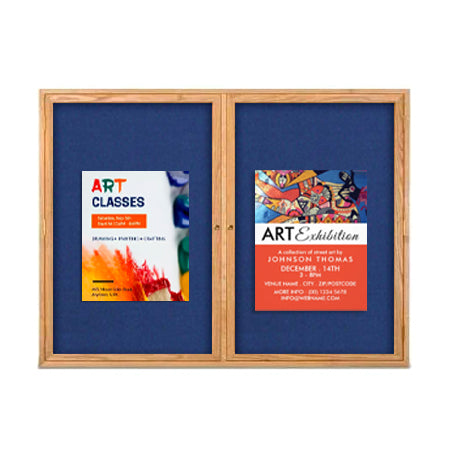 72 x 36  WOOD Indoor Enclosed Bulletin Cork Boards (2 DOORS)