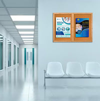 72 x 36  WOOD Indoor Enclosed Bulletin Cork Boards (2 DOORS)