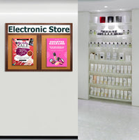 40 x 50 Indoor Wood Enclosed Bulletin Boards with Header & Lights (2 DOORS)