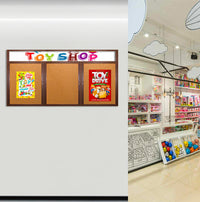 72 x 24 Indoor Wood Enclosed Bulletin Boards with Header & Lights (3 DOORS)
