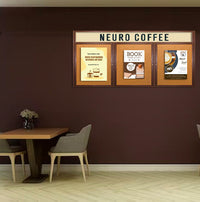 72 x 48 Indoor Wood Enclosed Bulletin Boards with Header & Lights (3 DOORS)