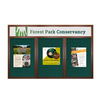 84 x 36 Indoor Wood Enclosed Bulletin Boards with Header & Lights (3 DOORS)