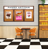 84 x 48 Indoor Wood Enclosed Bulletin Boards with Header & Lights (3 DOORS)