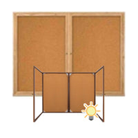 60 x 36 WOOD Indoor Enclosed Bulletin Cork Boards with Interior Lighting (2 DOORS)