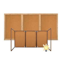 72 x 24 WOOD Indoor Enclosed Bulletin Cork Boards with Interior Lighting (3 DOORS)