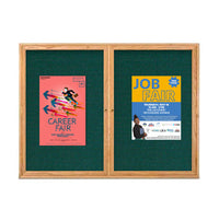 72 x 30 WOOD Indoor Enclosed Bulletin Cork Boards with Interior Lighting (2 DOORS)