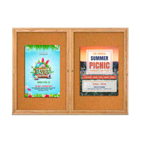 84 x 30 WOOD Indoor Enclosed Bulletin Cork Boards with Interior Lighting (2 DOORS)