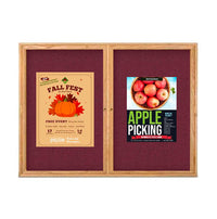 72 x 48 WOOD Indoor Enclosed Bulletin Cork Boards with Interior Lighting (2 DOORS)