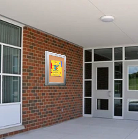 42 x 42 Outdoor Enclosed Bulletin Board | Smooth Radius Edge Corners Metal Cabinet in Four Finishes
