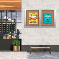 84x30 Enclosed Outdoor Bulletin Boards with Radius Edge (2 DOORS)