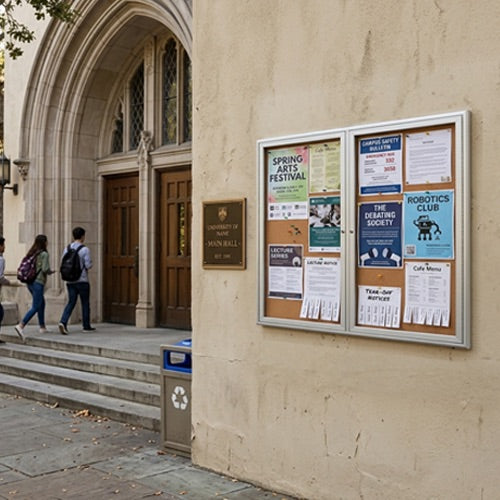 Enclosed Outdoor Bulletin Boards with Radius Edge | 2-3 Doors Wall Mount "SwingCase" 35+ Sizes