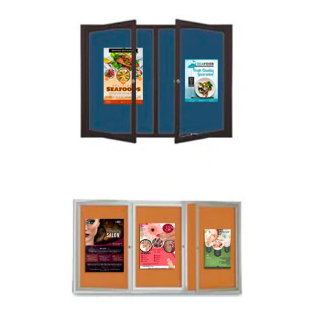 Enclosed Outdoor Bulletin Boards with Radius Edge | 2-3 Doors Wall Mount "SwingCase" 35+ Sizes