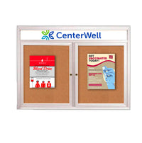 Enclosed Outdoor Bulletin Boards 96 x 30 with Header & Lights (Radius Edge) (2 DOORS)