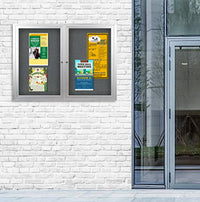 Enclosed Outdoor Bulletin Boards 50 x 50 with Interior Lighting and Radius Edge (2 DOORS)