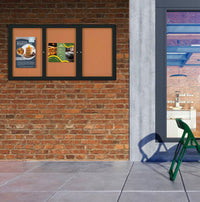 Enclosed Outdoor Bulletin Boards 84 x 24 with Interior Lighting and Radius Edge (3 DOORS)