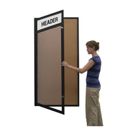 Extra Large 36 x 96 Indoor Enclosed Bulletin Board Swing Cases with Header and Lights (Single Door)