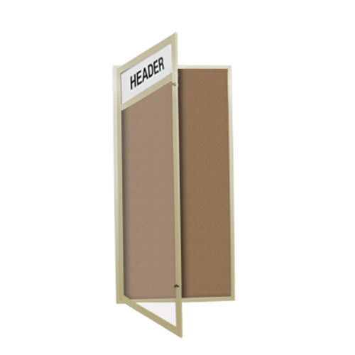 Extra Large 48 x 72 Indoor Enclosed Bulletin Board SwingCase with Your Message Header and LED Lighting + XL Single Door Cabinet