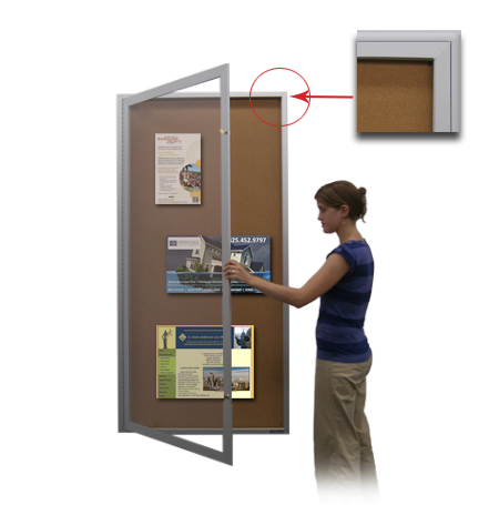 Extra Large Indoor 24 x 84 Enclosed Bulletin Board Swing Cases (Radius Edge)