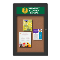 Extra Large 24 x 84 Indoor Enclosed Bulletin Board Swing Cases with Header (Radius Edge)