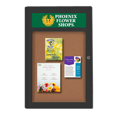 Extra Large 24 x 84 Indoor Enclosed Bulletin Board Swing Cases with Header (Radius Edge)