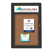 Extra Large 24 x 96 Indoor Enclosed Bulletin Board Swing Cases with Header (Radius Edge)