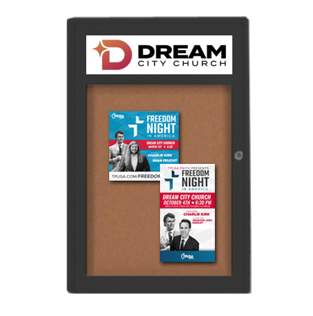 Extra Large 36 x 84 Indoor Enclosed Bulletin Board Swing Cases with Header (Radius Edge)