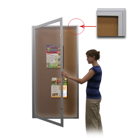 Extra Large 24 x 72 Indoor Enclosed Bulletin Board Swing Cases with Lights (Radius Edge)