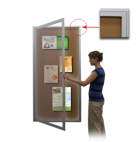 Extra Large 24 x 84 Indoor Enclosed Bulletin Board Swing Cases with Lights (Radius Edge)