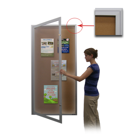 Extra Large 36 x 84 Indoor Enclosed Bulletin Board Swing Cases with Lights (Radius Edge)