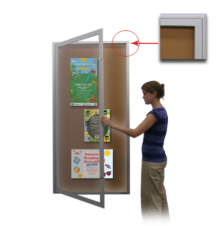 Extra Large 36 x 96 Indoor Enclosed Bulletin Board Swing Cases with Lights (Radius Edge)