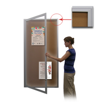 Extra Large 48 x 48 Indoor Enclosed Bulletin Board Swing Cases with Lights (Radius Edge)