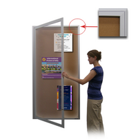 Extra Large 48 x 72 Indoor Enclosed Bulletin Board SwingCase + LED Light + Sleek Radius Edge Cabinet Corners