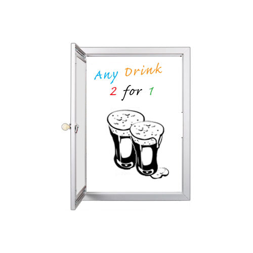 Extra Large Indoor Dry Erase Marker Board SwingCases with Radius Edge and LED Light  | Gloss White Board Magnetic Porcelain Steel 15+ Sizes
