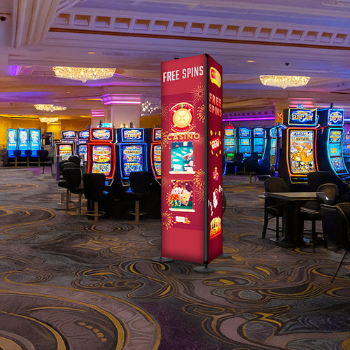 3-Sided Screen Panel Floor Display - Portable, Adjustable Banner Stand with 36" Wide Triangular Base