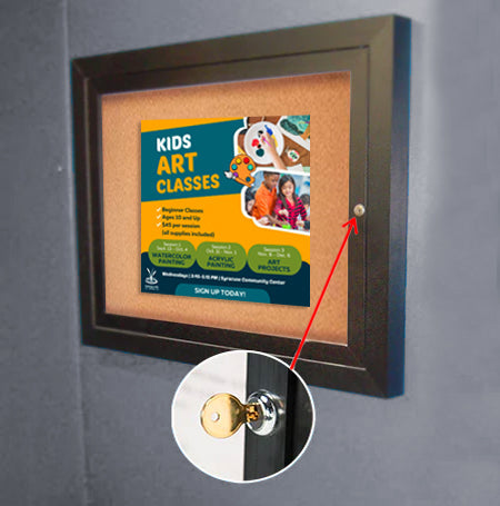 Indoor Enclosed Bulletin Board Display Case 18x24 | Wall Mount, Single Door, Lockable Metal Display Case with 4 Finishes
