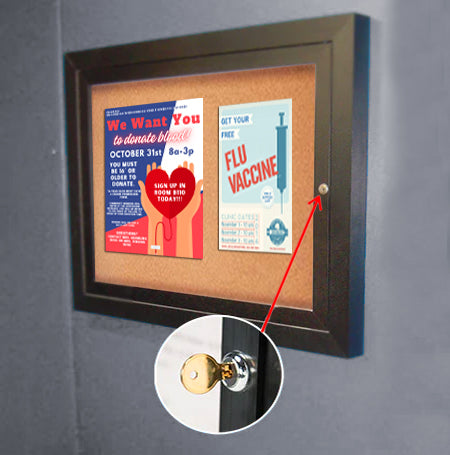 Wall Indoor Enclosed Bulletin Board 24 x 36 | Single Door Display Case in 4 Aluminum Finishes