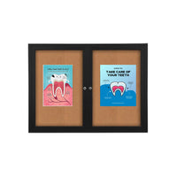 60 x 24 INDOOR Enclosed Bulletin Cork Boards 2 DOOR