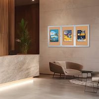 72 x 24 INDOOR Enclosed Bulletin Cork Boards 3 DOOR