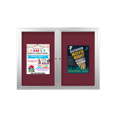 72 x 36 INDOOR Enclosed Bulletin Cork Boards 2 DOOR