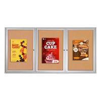 84 x 36 INDOOR Enclosed Bulletin Cork Boards 3 DOOR