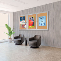 96 x 36 Indoor Enclosed Bulletin Cork Boards 3 DOOR | Lockable Metal Display Case