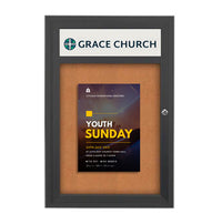 18 x 24 Enclosed Indoor Bulletin Boards with Header 18 x 24 (Single Door)
