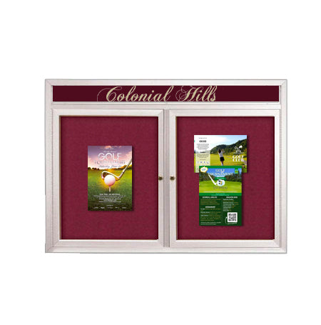Indoor Enclosed Bulletin Boards 84" x 48" with Message Header (2 DOORS)