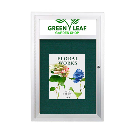 Indoor Enclosed Bulletin Boards 22 x 28 w Header & Light (Single Door)