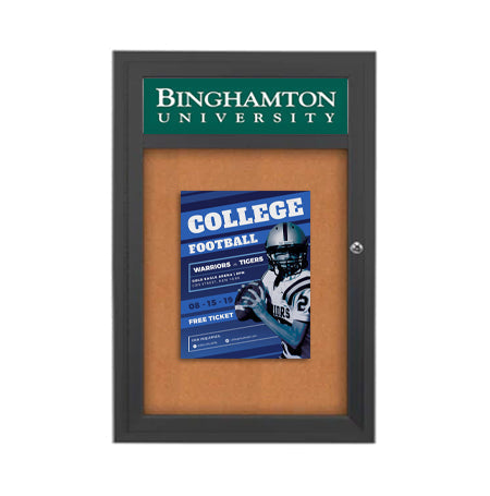 Indoor Enclosed Bulletin Boards 24 x 36 w Header & Light (Single Door)