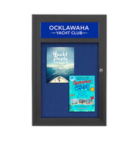 Indoor Enclosed Bulletin Boards 18 x 24 w Header & Light (Single Door)